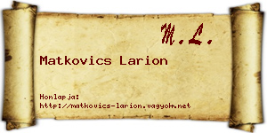 Matkovics Larion névjegykártya